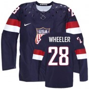 Olympic Hockey Authentic Men's Blake Wheeler Team USA Jersey: 2014 Navy Blue #28 Away